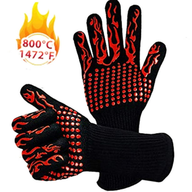 1472 ℉ Extreme Heat Resistant BBQ Gloves Oven Gloves Baking Mat Non-Stick Red 